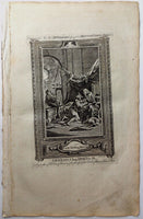 c1790 9x15 BIBLE LEAF Copper Plate Engraving ISAAC BLESSING JACOB Genesis 27.28