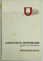 Vintage Full Size Menu GASTSTATTE SPATEHAUS Restaurant Munich Germany