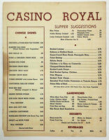 Vintage Dinner Menu CASINO ROYAL Cabaret Chinese Restaurant Washington DC
