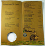 Huge Vintage MYSTERY Menu THE GALLEON RESTAURANT At Unknown Location!