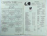 Vintage Menu & Wine CHANTE CLAIR Restaurant HOLIDAY INN Indianapolis Airport IN
