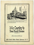 Vintage Dinner Menu MCCARTHY'S SEAFOOD HOUSE RESTAURANT Syracuse New York