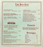 Vintage Original Menu THE RED OAK Swedish Gift Shop Restaurant Bishop Hill IL