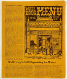 1980 Original Vintage Menu WALL DRUG STORE Cafe Restaurant Wall South Dakota