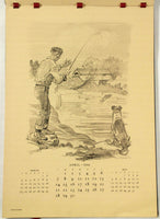 Rare 1946 PAUL BROWN Calendar SIGNED Horse Equestrian Polo Fishing Golf