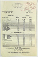 1982 Original Vintage Menu THE SUBWAY Deli Restaurant Bellingham Mass.