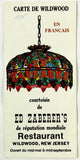 1985 ED ZABERER'S WILDWOOD French MAP & Menu Brochure Anglesea Inn New Jersey