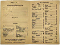 1930's Vintage Food Cocktails Menu LANG'S NORTH STAR RESTAURANT Buffalo NY