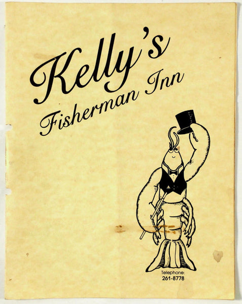 Vintage Dinner Menu KELLY'S FISHERMAN INN Restaurant Hainesport New Jersey