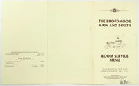 1981 Vtg Room Service Menu THE BROADMOOR MAIN & SOUTH Colorado Springs Colorado