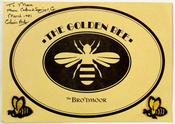 1981 Vintage Menu THE GOLDEN BEE The Broadmoor Hotel Colorado Springs Colorado