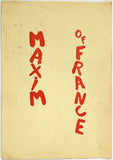 1970's Vintage Large Menu MAXIM OF FRANCE Condado Puerto Rico