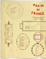 1970's Vintage Large Menu MAXIM OF FRANCE Condado Puerto Rico