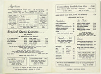 1960's Original Vintage Menu HOSTETTER'S SOLAR INN Restaurant Ames Iowa