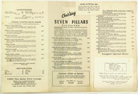 1960's Vintage Menu Chris Wagner's SEVEN PILLARS Restaurant Fort Lauderdale FL