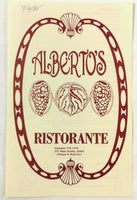 1985 Vintage Menu ALBERTO'S RISTORANTE Italian Restaurant Hyannis Massachusetts