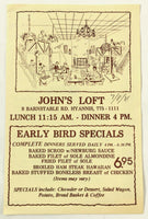 1981 Vintage Menu JOHN'S LOFT Restaurant Hyannis Cape Cod Massachusetts