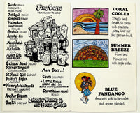 1976 Vintage Colorful Comedy Food & Drinks Menu ANDREWS RESTAURANT Dallas Texas