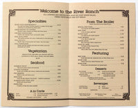 1980's Vintage Menu RIVER RANCH Restaurant Lake Tahoe City Truckee River CA