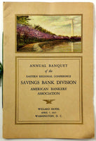 1927 Banquet Menu ABA AMERICAN BANKERS ASSOCIATION Willard Hotel Washington DC
