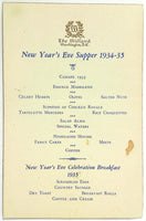 1934 1935 NEW YEAR'S EVE Dinner Breakfast Menu Willard Hotel Washington DC