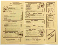 1980's Vtg Menu SALT & PEPPER FAMILY RESTAURANT Sports Bar Pizza Fullerton CA