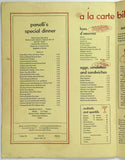 1960's Vintage Dinner & Wine List Menu PANELLI'S Restaurant San Francisco Ca.