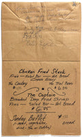 1985 Vintage Paper Bag Menu COUNTY SEAT RESTAURANT Old Town Coldspring Texas
