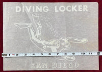 Large Vintage San Diego DIVING LOCKER Window Decal Transfer Sticker