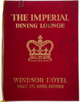 1960 Vintage Menu WINDSOR HOTEL THE INPERIAL DINING ROOM Ontario Canada