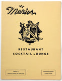 1960s Vtg Menu MARIO'S Restaurant Cocktail Lounge Dania Florida Ocean City MD