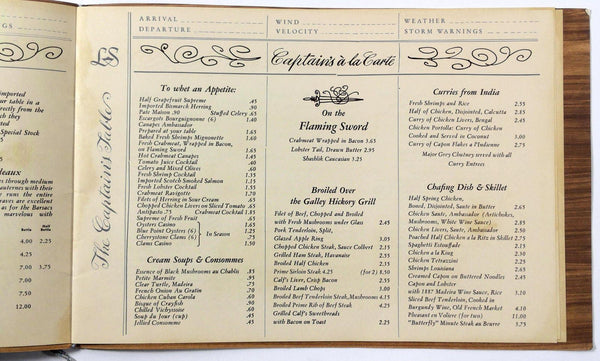 1960's Vtg Full Size Menu LORD SIMCOE HOTEL - CAPTAIN'S TABLE LOG Toro ...
