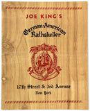 1950's Vintage Menu JOE KING'S German American RATHSKELLER 17th Street New York