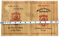 1950's Vintage Menu JOE KING'S German American RATHSKELLER 17th Street New York