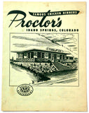 1950's Vintage Menu PROCTOR'S Famous Chicken Dinners Idaho Springs Colorado