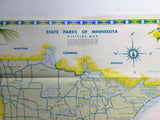 Vintage 1950's Minnesota Division Publicity Original Envelope Parks Map & Book