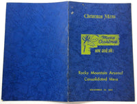 1955 Vintage CHRISTMAS Menu ROCKY MOUNTAIN ARSENAL MESS Commerce City CO W-Names