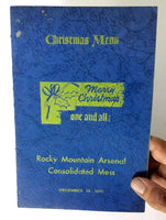 1955 Vintage CHRISTMAS Menu ROCKY MOUNTAIN ARSENAL MESS Commerce City CO W-Names