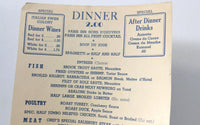 1940's Vintage WWII War Ration OPA Dinner Mystery Menu PARIS INN Unknown City