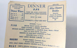 1940's Vintage WWII War Ration OPA Dinner Mystery Menu PARIS INN Unknown City