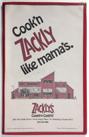 1984 Vintage Menu ZACKLY's COUNTRY COOKIN Zackly Like Mama's St. Petersburg FL