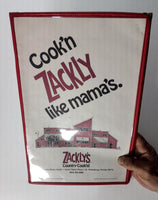 1984 Vintage Menu ZACKLY's COUNTRY COOKIN Zackly Like Mama's St. Petersburg FL