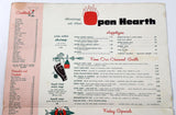 1963 Vintage Menu THE OPEN HEARTH Restaurant Philadelphia & Melrose Park PA