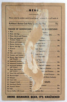 1940's Vintage Wine List Cocktails Food Menu KATHLEEN'S MIAMI CLUB Baltimore MD