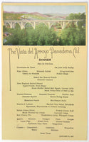 1927 Original Vintage Dinner Menu Card VISTA DEL ARROYO HOTEL Pasadena CA