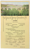 1927 Original Vintage Dinner Menu Card VISTA DEL ARROYO HOTEL Pasadena CA