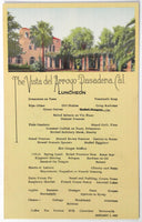 1927 Original Vintage Lunch Menu Card VISTA DEL ARROYO HOTEL Pasadena CA