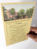 1927 Original Vintage Lunch Menu Card VISTA DEL ARROYO HOTEL Pasadena CA