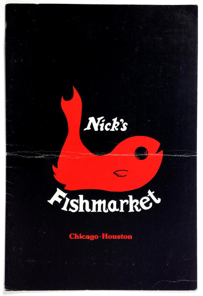 Original Vintage Menu NICK'S FISHMARKET RESTAURANT Chicago IL Houston TX