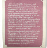 Vintage Brochure Menu THE VICTORIAN Restaurant Kansas City Missouri High Tea